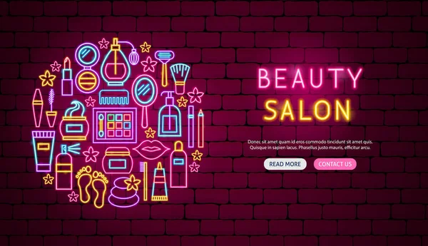 Schoonheids salon Neon banner ontwerp — Stockvector