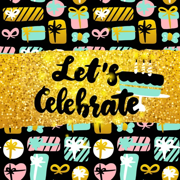 Lets Celebrate Postcard Design — Stock Vector