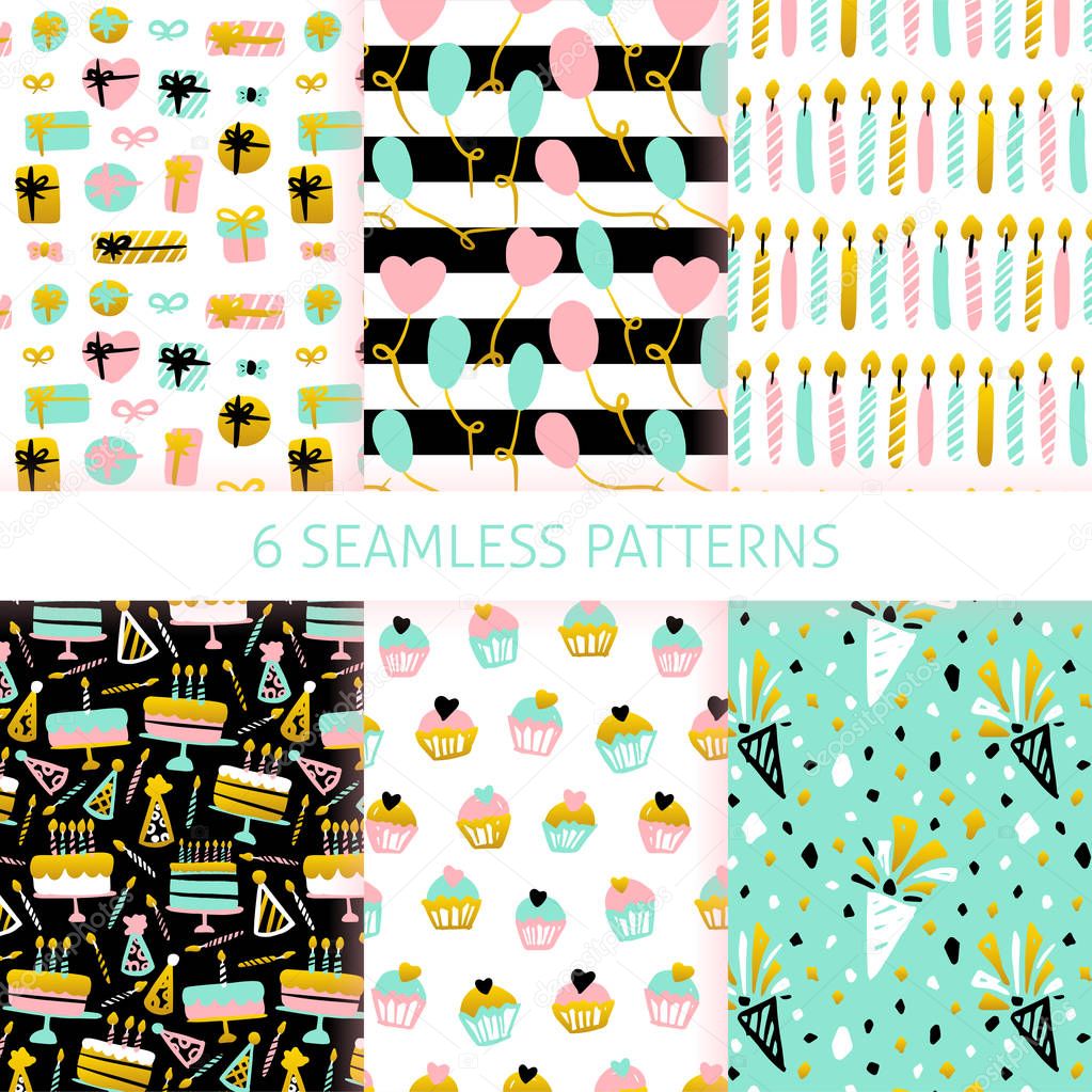 Happy Birthday Seamless Patterns