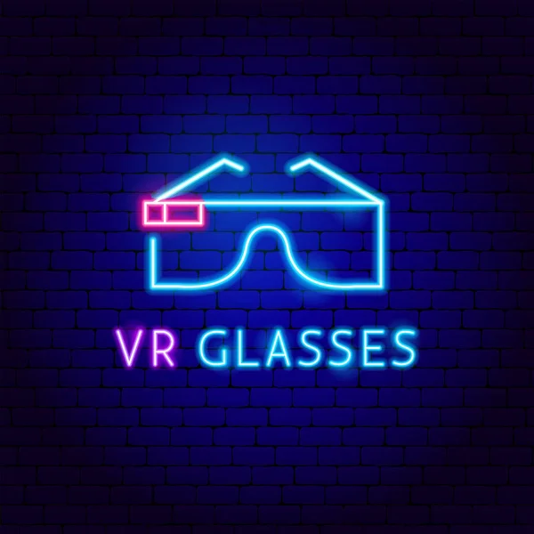 Vr Brille Neon-Etikett — Stockvektor