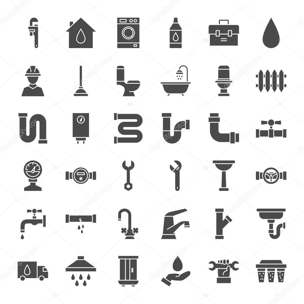 Plumbing Solid Web Icons