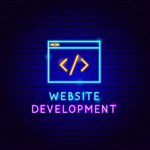 Website ontwikkeling Neon label — Stockvector