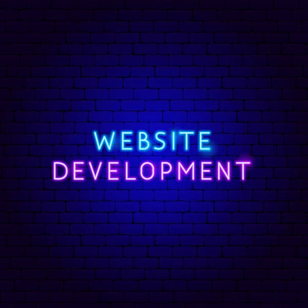 Desarrollo del sitio web Neon Text — Vector de stock