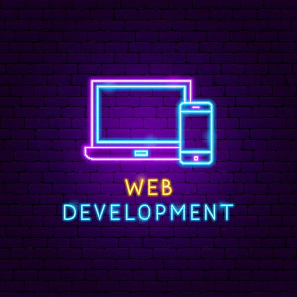 Web Geliştirme Neon Etiketi — Stok Vektör