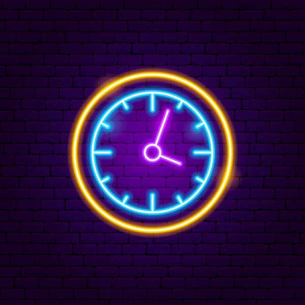 Klok neon teken — Stockvector