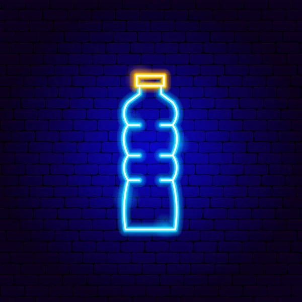 Water Bottle Neon Sign — Stock Vector