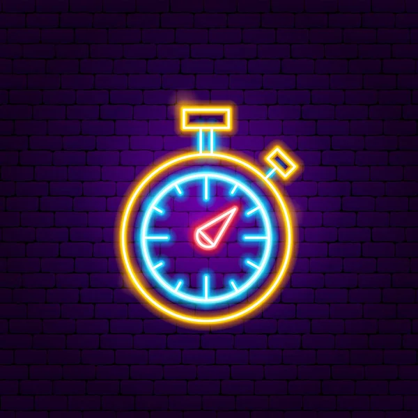 Stopwatch neon teken — Stockvector