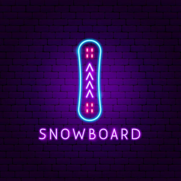 Etichetta Snowboard Neon — Vettoriale Stock