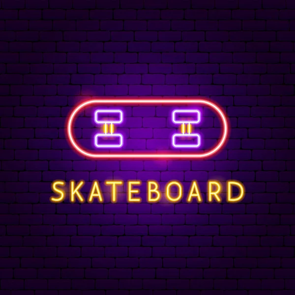 Etichetta Skateboard Neon — Vettoriale Stock