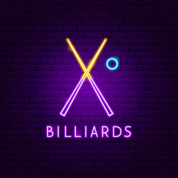 Billiard-Neon-Etikett — Stockvektor