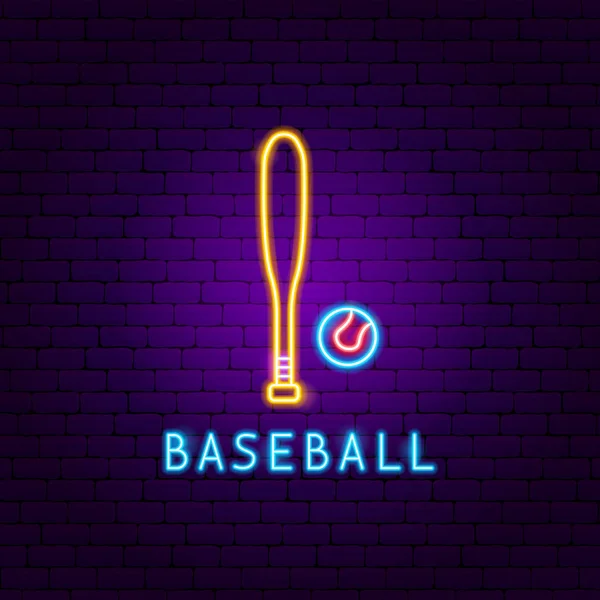 Jogo de beisebol Neon Label — Vetor de Stock