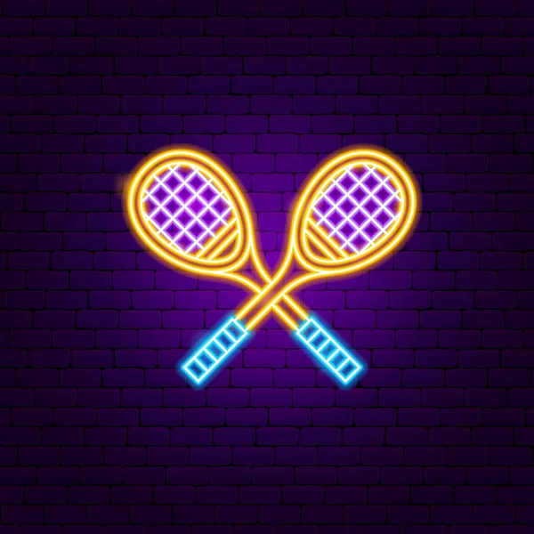 Badminton Rackets Neon Sign — Stock Vector