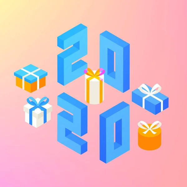 2020 Regalos de Año Nuevo — Vector de stock