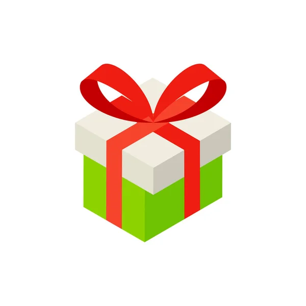 Gift Box with Bow Isometric Object — Stock Vector