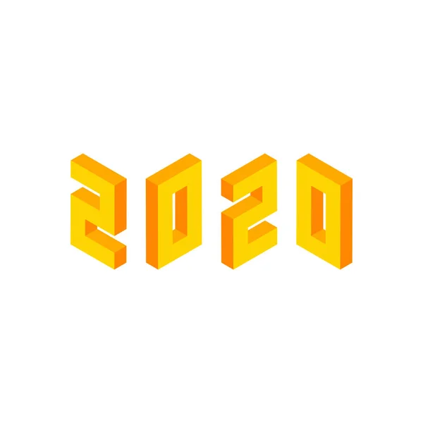 Yellow 2020 Numbers Isometric Object — Stock Vector