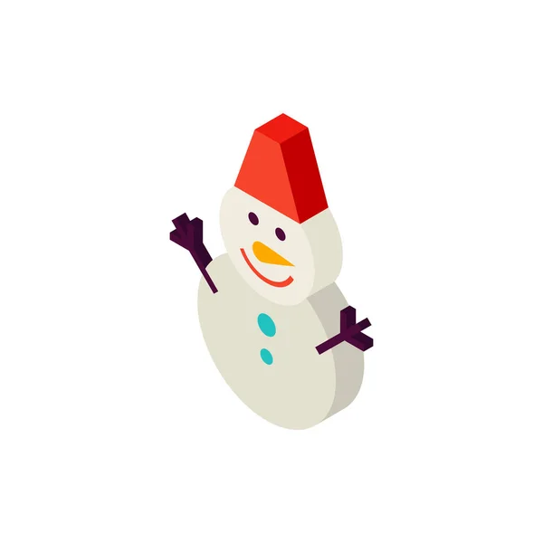 Bonhomme de neige avec chapeau objet isométrique — Image vectorielle