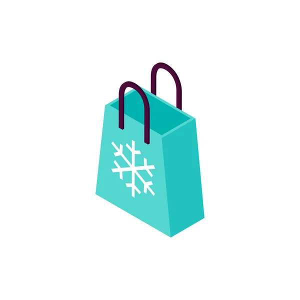 Shopping Bag Fiocco di neve Oggetto isometrico — Vettoriale Stock