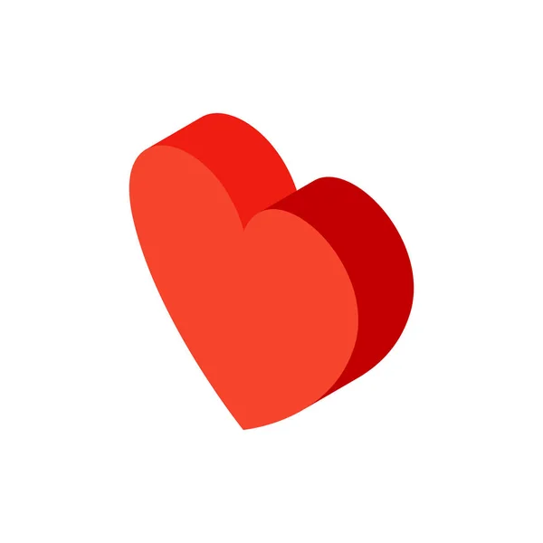 Corazón rojo Objeto isométrico — Vector de stock