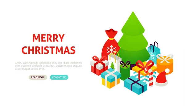 Banner del árbol de Navidad feliz — Vector de stock