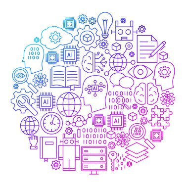 Makine Öğrenme Satırı Simge Çemberi Tasarımı