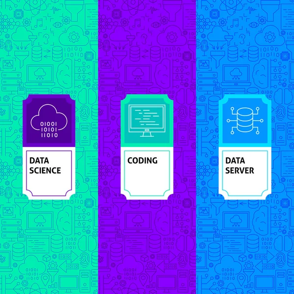 Etiquetas del paquete de ciencia de datos de línea — Vector de stock