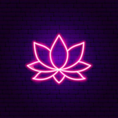 Nilüfer Çiçeği Neon İşareti. Meditasyon Tanıtımının Vektör İllüstrasyonu.