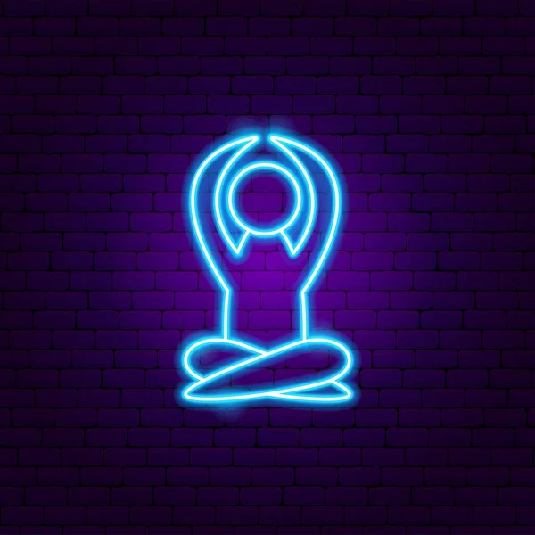 Yoga Pose Sitting Neon Teken Vector Illustratie Van Meditatie Promotie — Stockvector