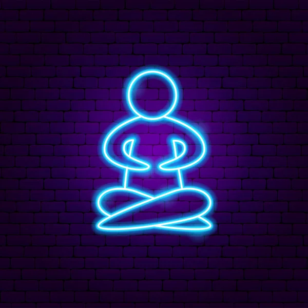 Yoga Asana Neon Segno Illustrazione Vettoriale Della Promozione Della Meditazione — Vettoriale Stock
