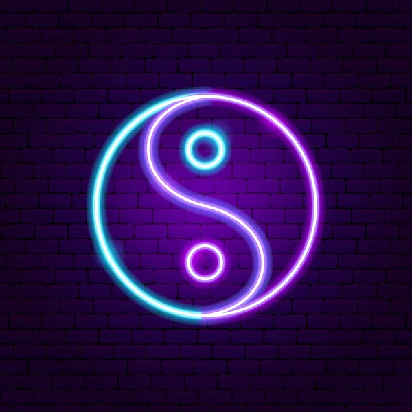 Yin Yang Neon Sign Illustrazione Vettoriale Della Promozione Dell Equilibrio — Vettoriale Stock
