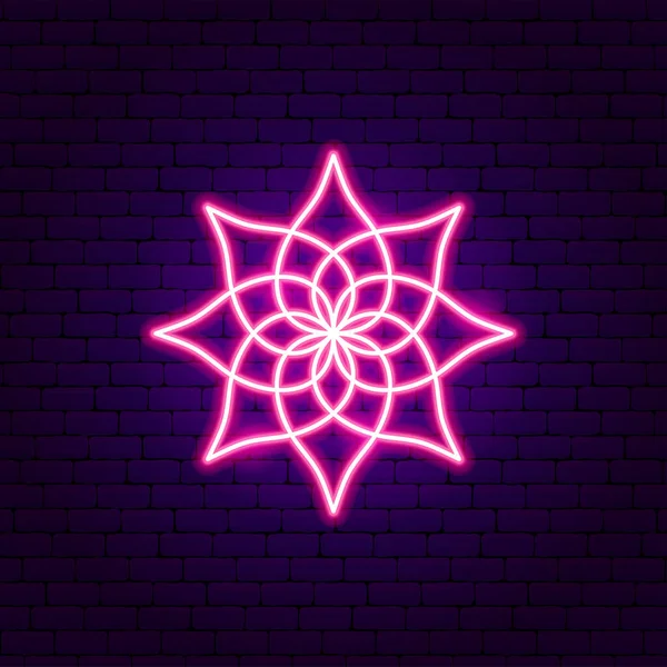 Pink Lotus Neon Sign Vector Illustration Meditation Promotion — Stock Vector