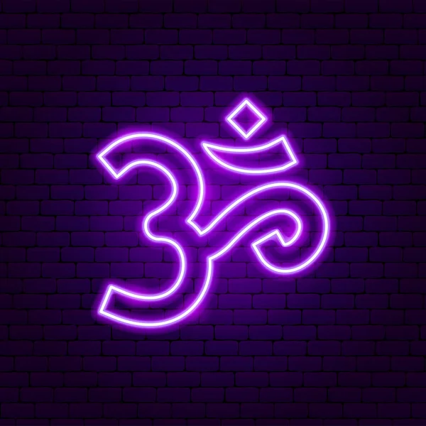 Om Neon İşareti. Meditasyon Tanıtımının Vektör İllüstrasyonu.