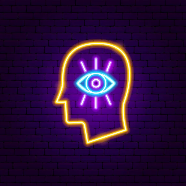 Mind Vision Neon Sign Illustration Vectorielle Promotion Méditation — Image vectorielle