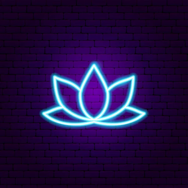 Lotus Neon Teken Vector Illustratie Van Bloemenpromotie — Stockvector