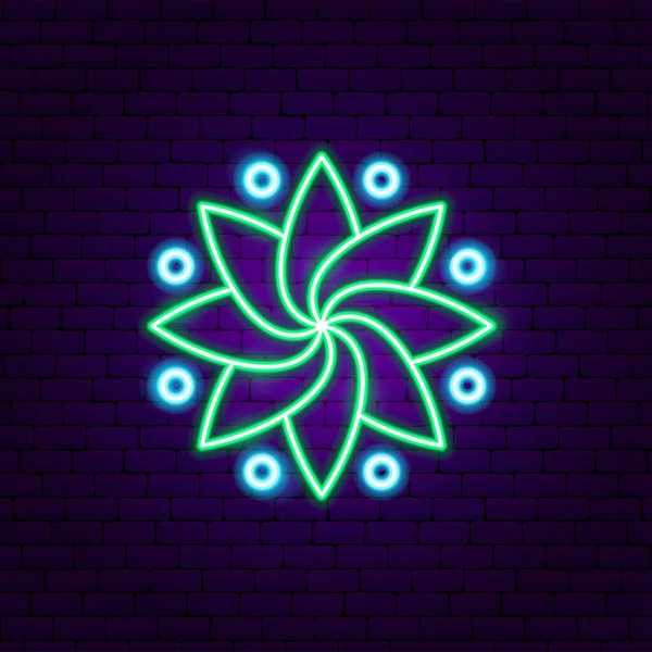 Lotus Circle Neon Sign Vector Illustration Meditation Promotion — Stock Vector