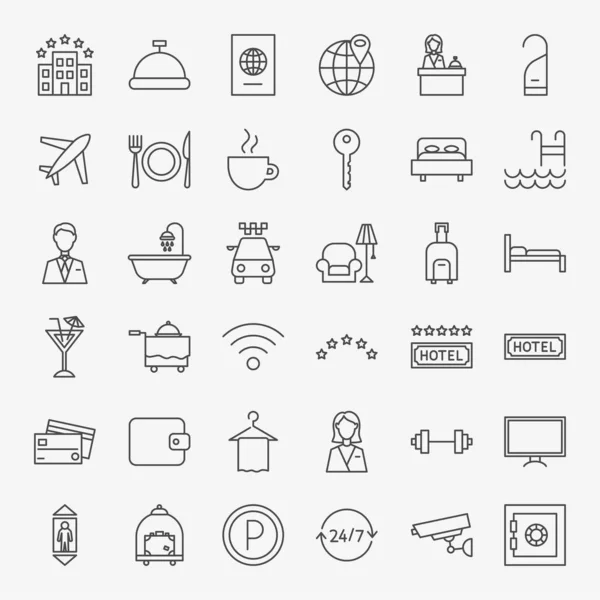 Hotel Line Icons Set — Stock Vector
