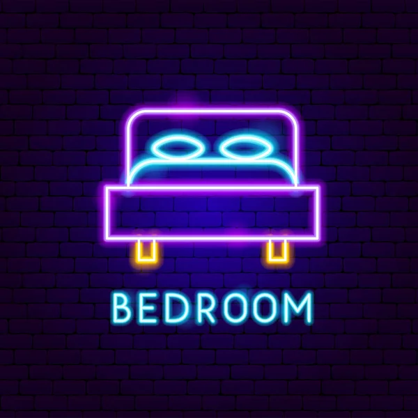 Slaapkamer Neon Label — Stockvector