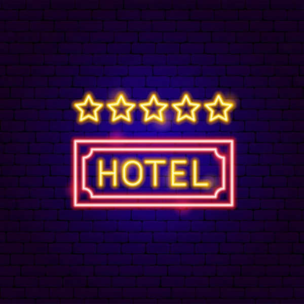 El Hotel Neon Label — Archivo Imágenes Vectoriales
