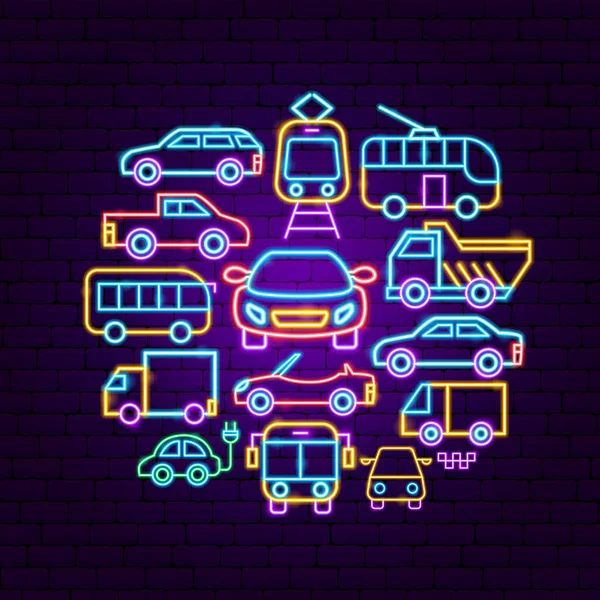 Neonová koncepce automobilové dopravy — Stockový vektor
