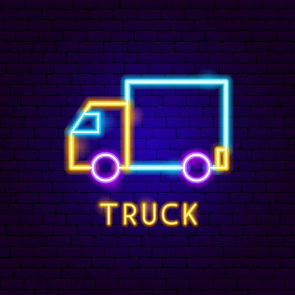 Etichetta neon camion — Vettoriale Stock
