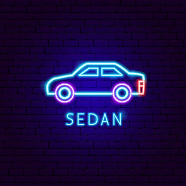 Sedan Neon Etiketi — Stok Vektör