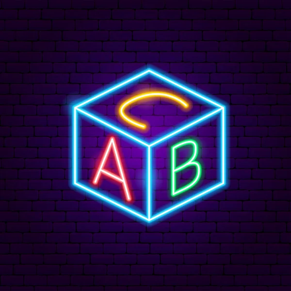 ABC Cubo signo de neón — Vector de stock