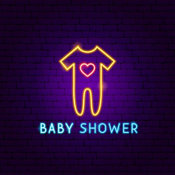 Neonový štítek dětské sprchy — Stockový vektor