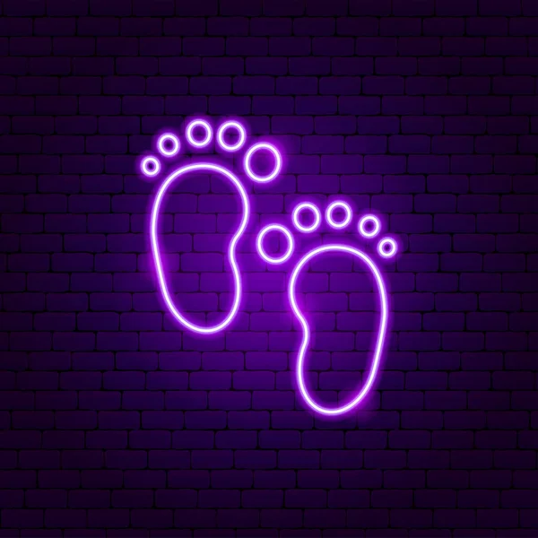 Baby voetafdruk Neon Sign — Stockvector