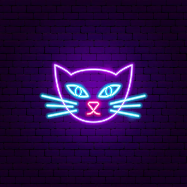 Kattengezicht neon teken — Stockvector