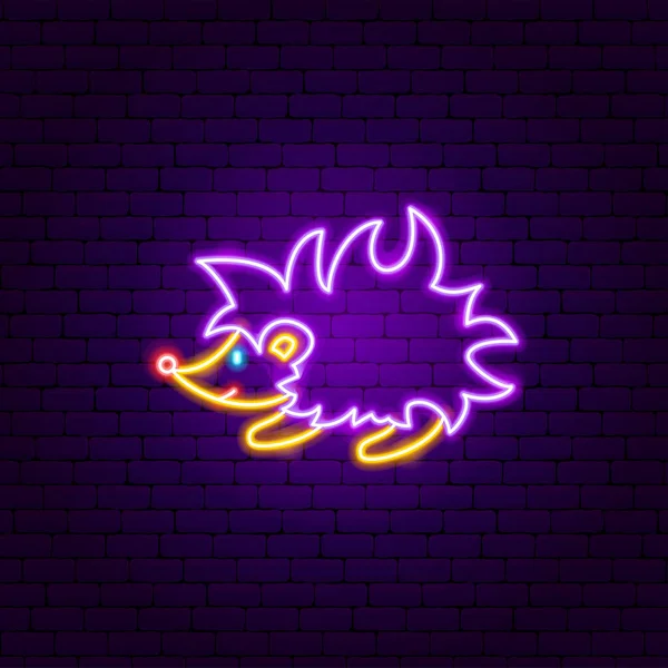 Hedgehog Neon segno — Vettoriale Stock