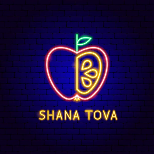 Shana Tova Etichetta al neon — Vettoriale Stock