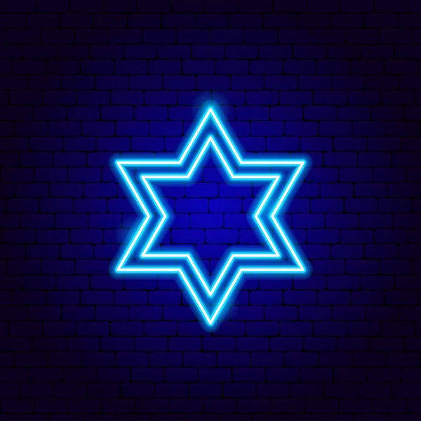 Signo de neón judío David Star — Vector de stock