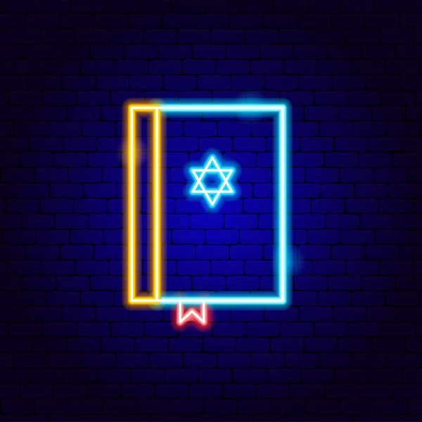 Biblia judía Neón signo — Vector de stock