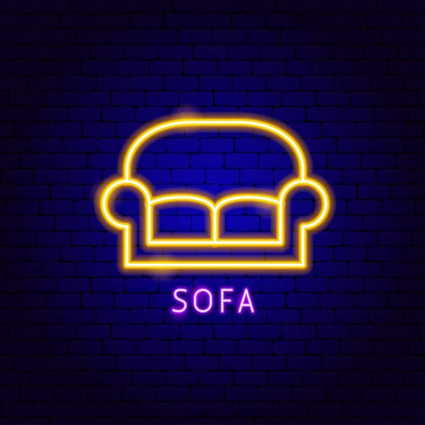 Label Neon Sofa - Stok Vektor