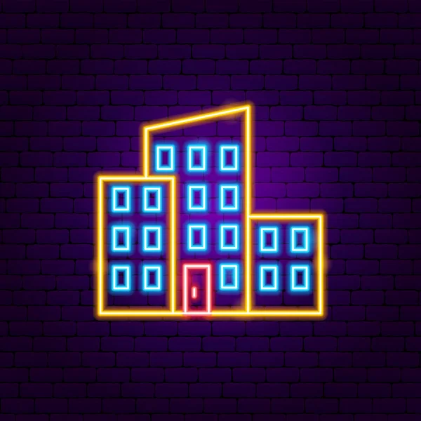 Tall Building Neon Sign — Stock Vector